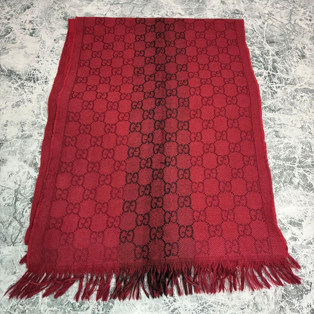 ✨GUCCI✨　グッチ　マフラー　レッド　ブラック　赤　黒　男女兼用