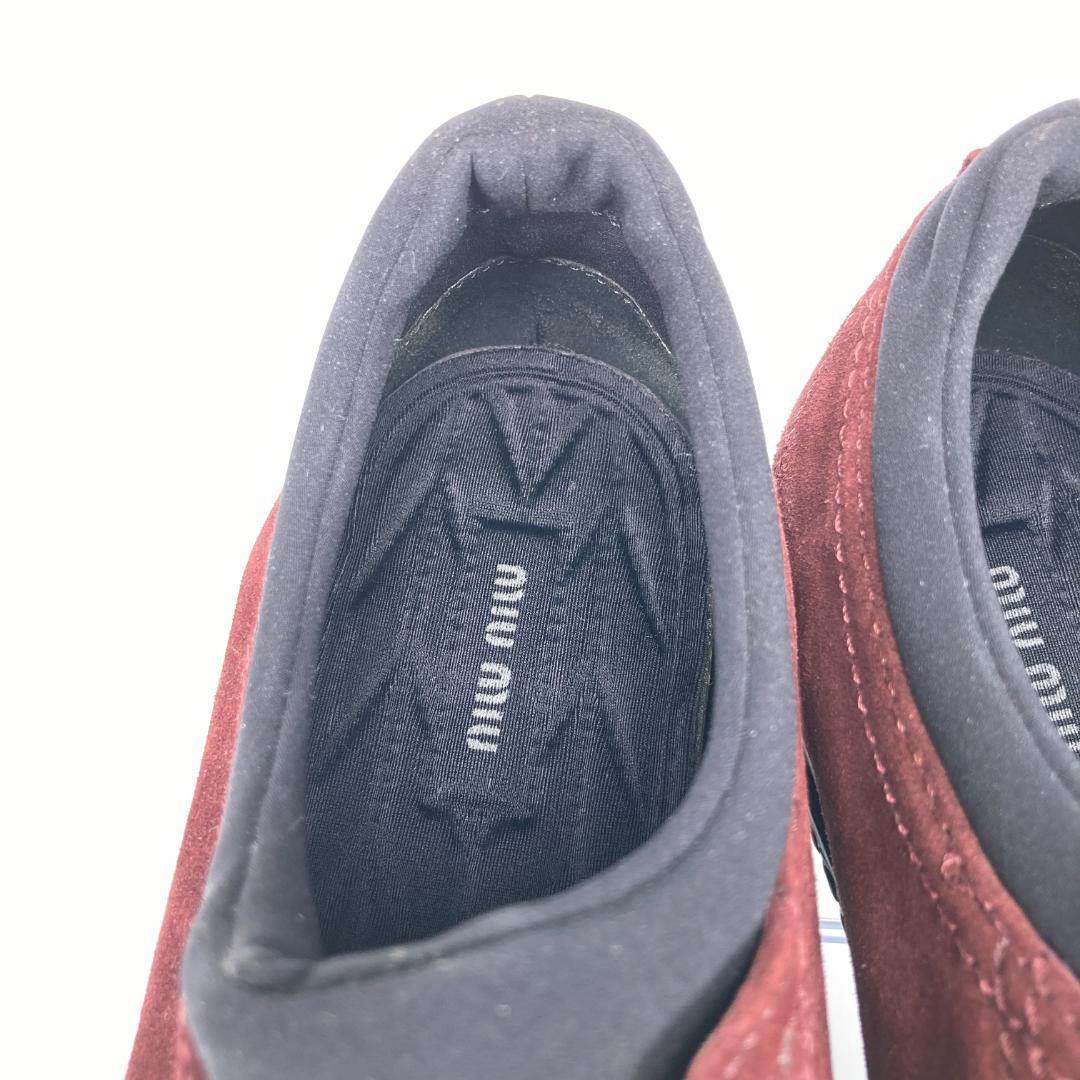 MIU MIU　ミュウミュウ　ラインストーンビジュースニーカー 　スエード　37