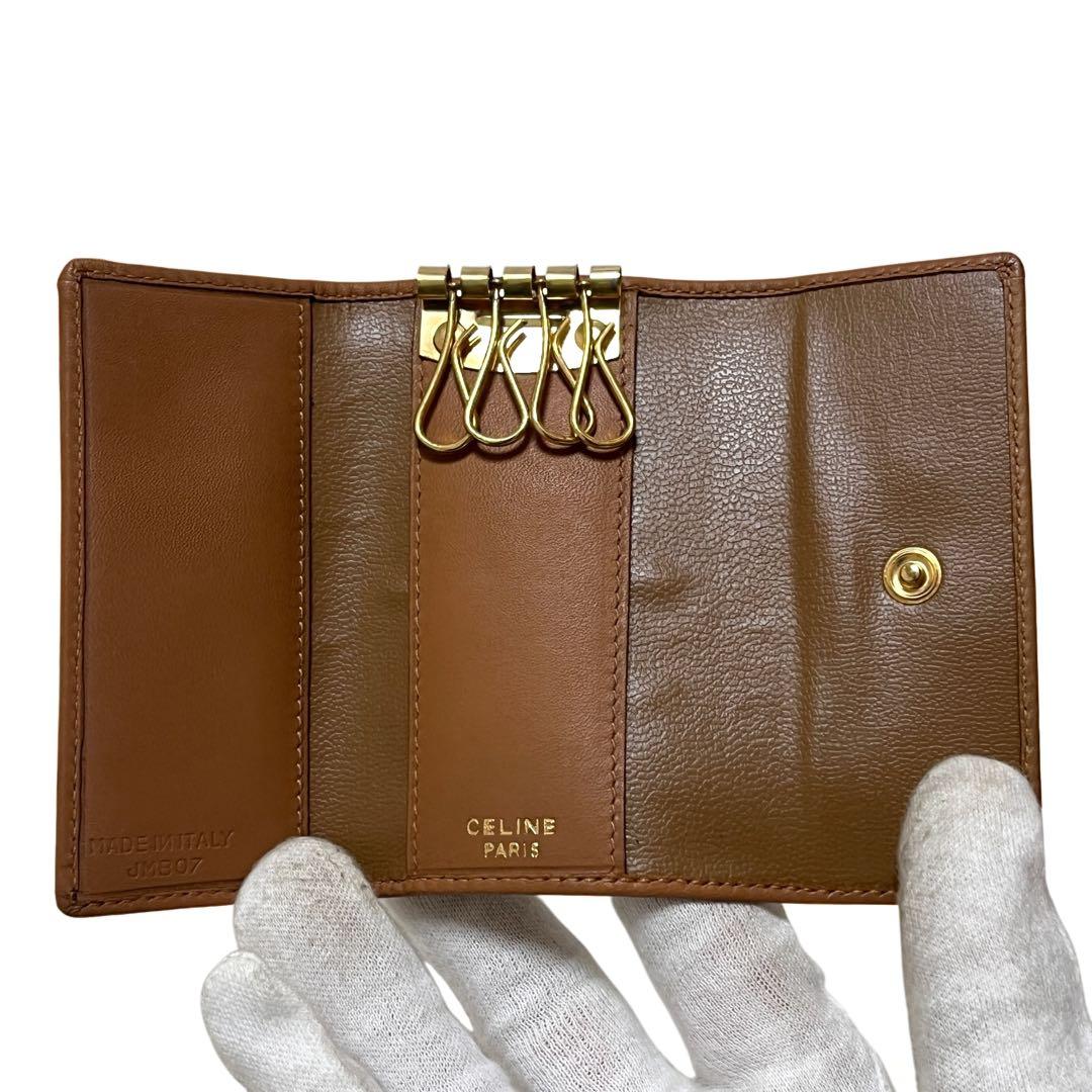 CELINE セリーヌ キーケース 4連 マカダム PVC ベージュ 美品
