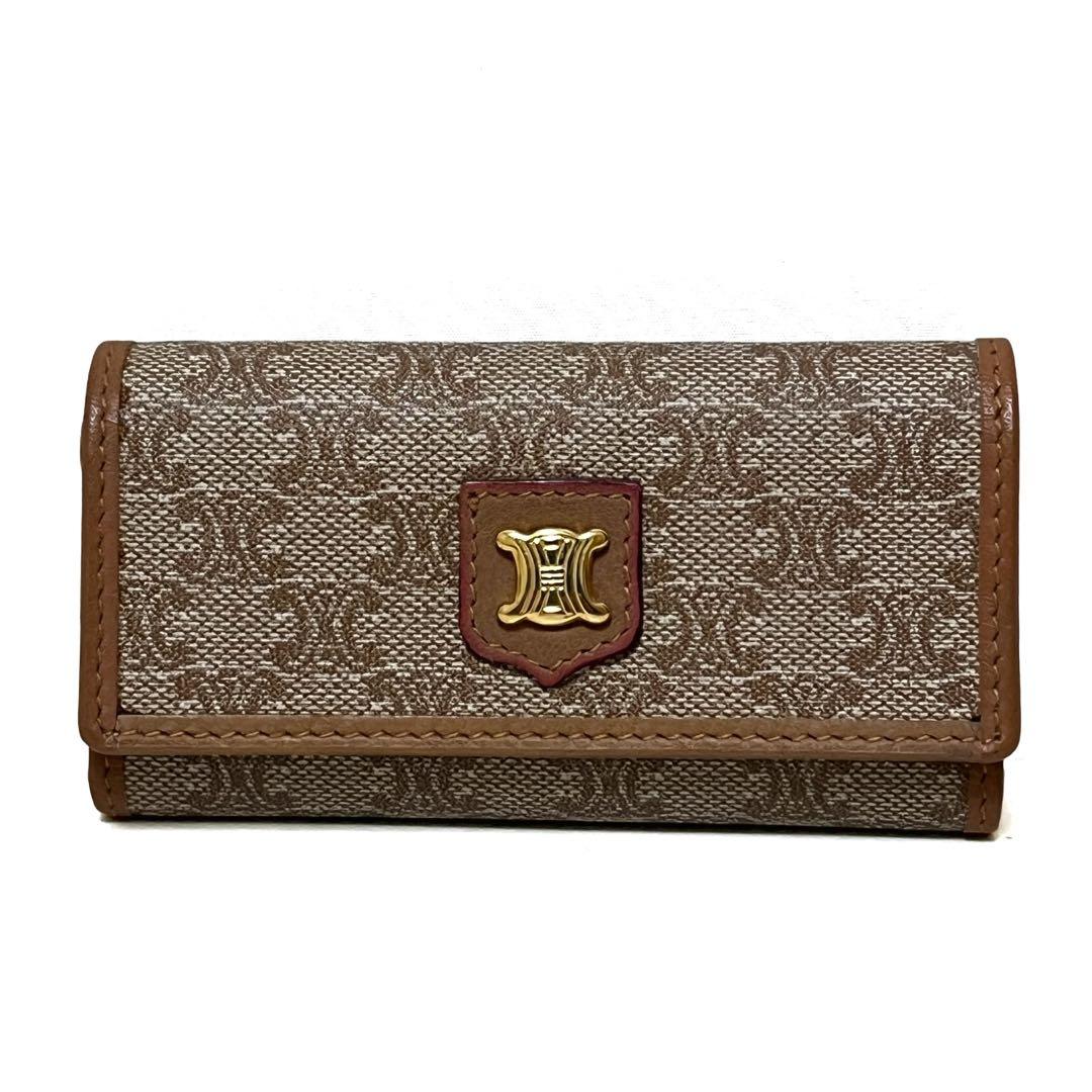 CELINE セリーヌ キーケース 4連 マカダム PVC ベージュ 美品