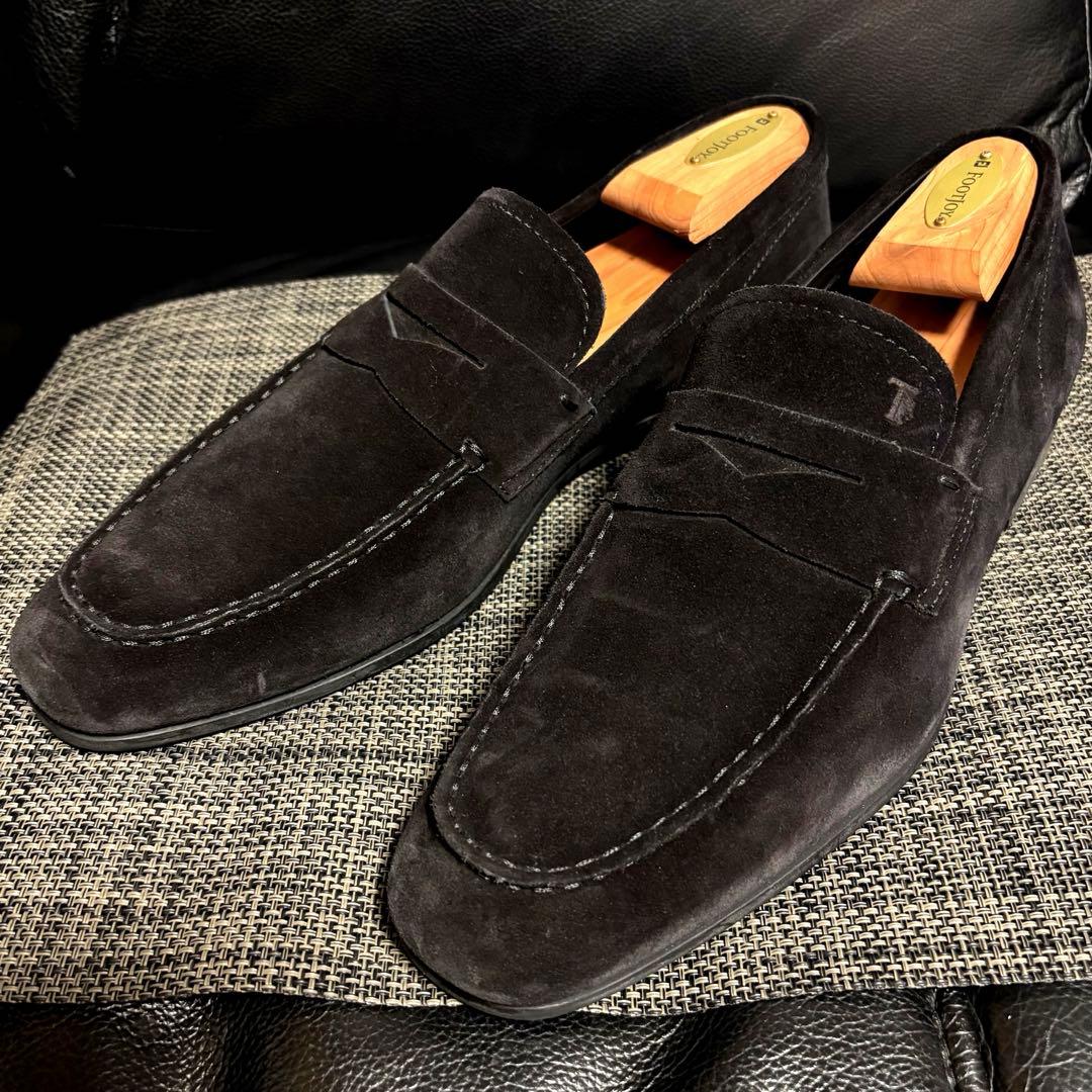 TOD'S スウェー ドシューズ ローファー　BLACK 27.5cm