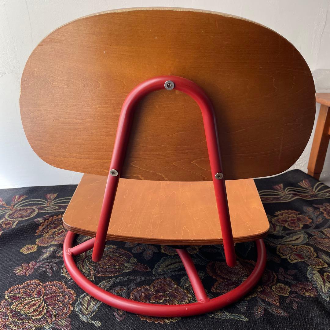 木製　ローラウンドチェア　スクールチェア　回転座椅子　ヴィンテージ　スチール