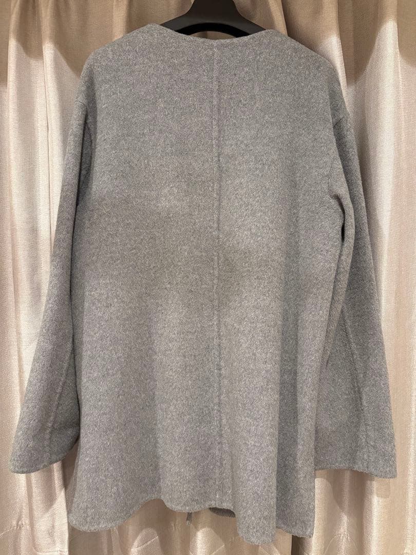 スピックアンドスパン ノーカラー リバーコート 美品 グレー ミドル丈