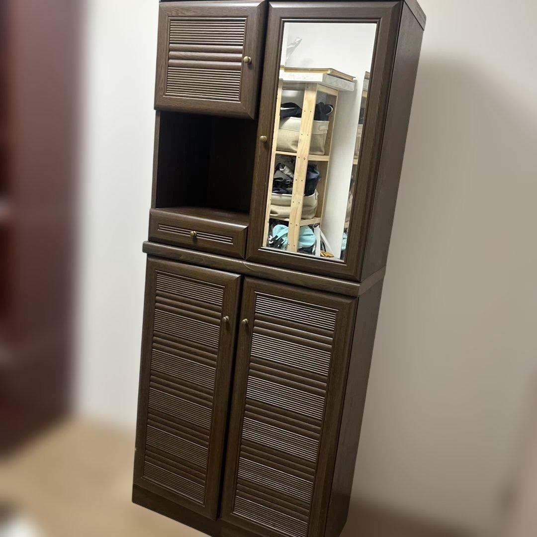 昭和レトロ　ユーアイ家具 下駄箱 シューズボックス ミラー付