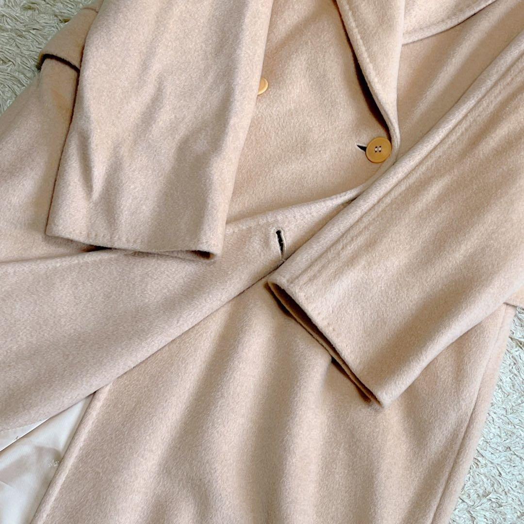 マックスマーラ 白タグ ダブルチェスターコート 女優襟 キャメル100% 42