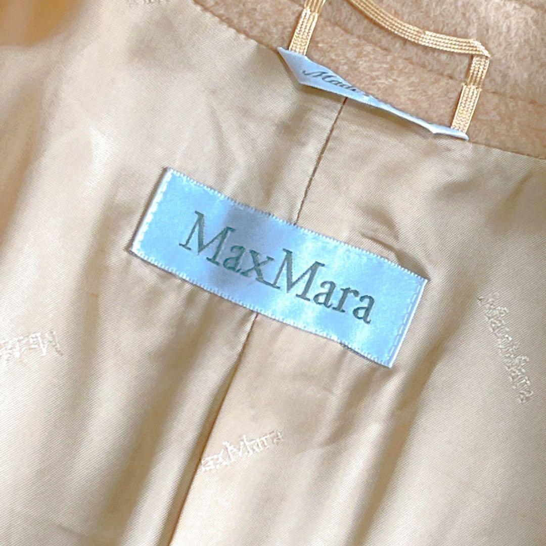 マックスマーラ 白タグ ダブルチェスターコート 女優襟 キャメル100% 42