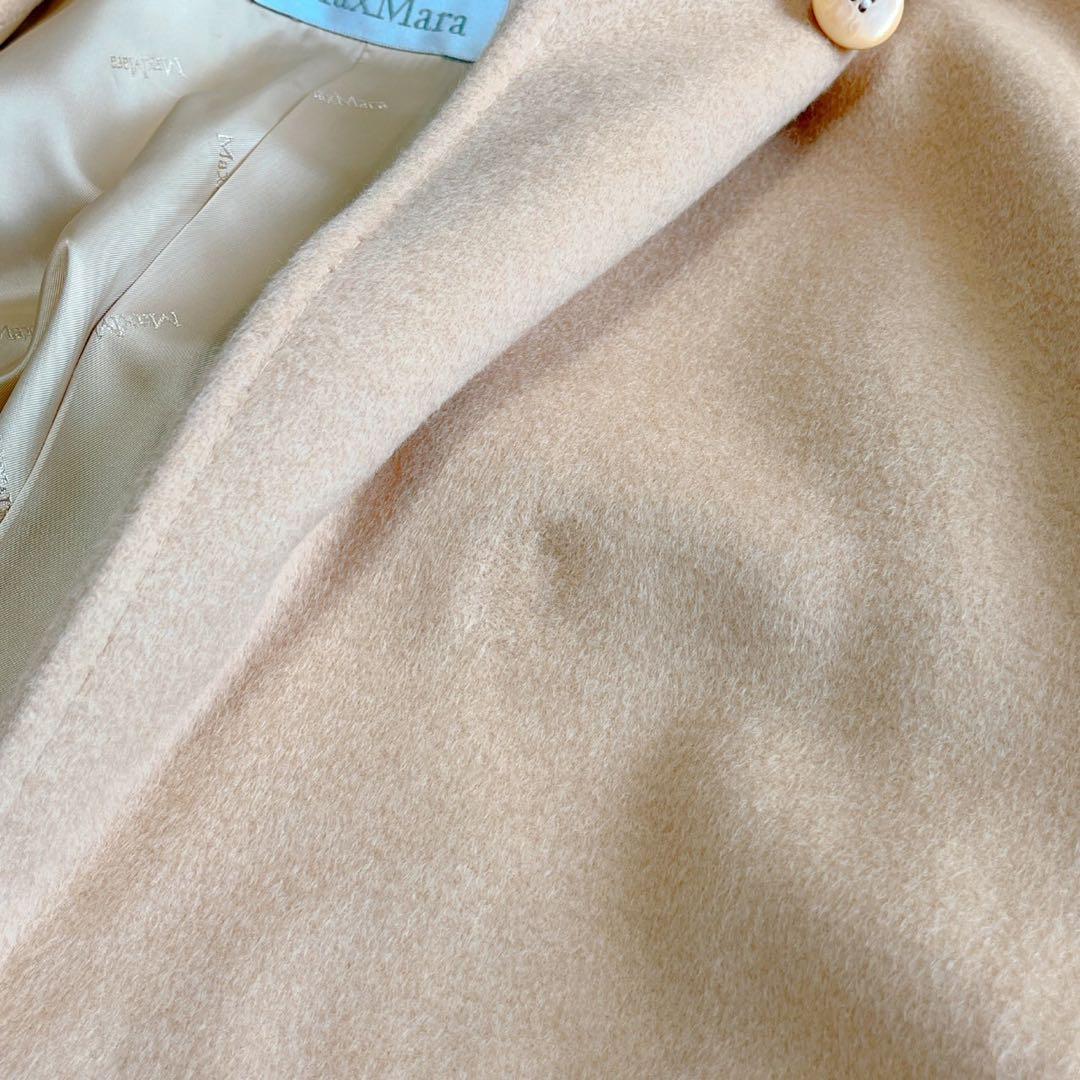 マックスマーラ 白タグ ダブルチェスターコート 女優襟 キャメル100% 42