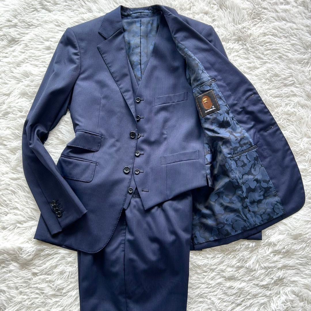 希少　Mr. Bathing APE スリーピース　スーツ　セットアップ　紺色