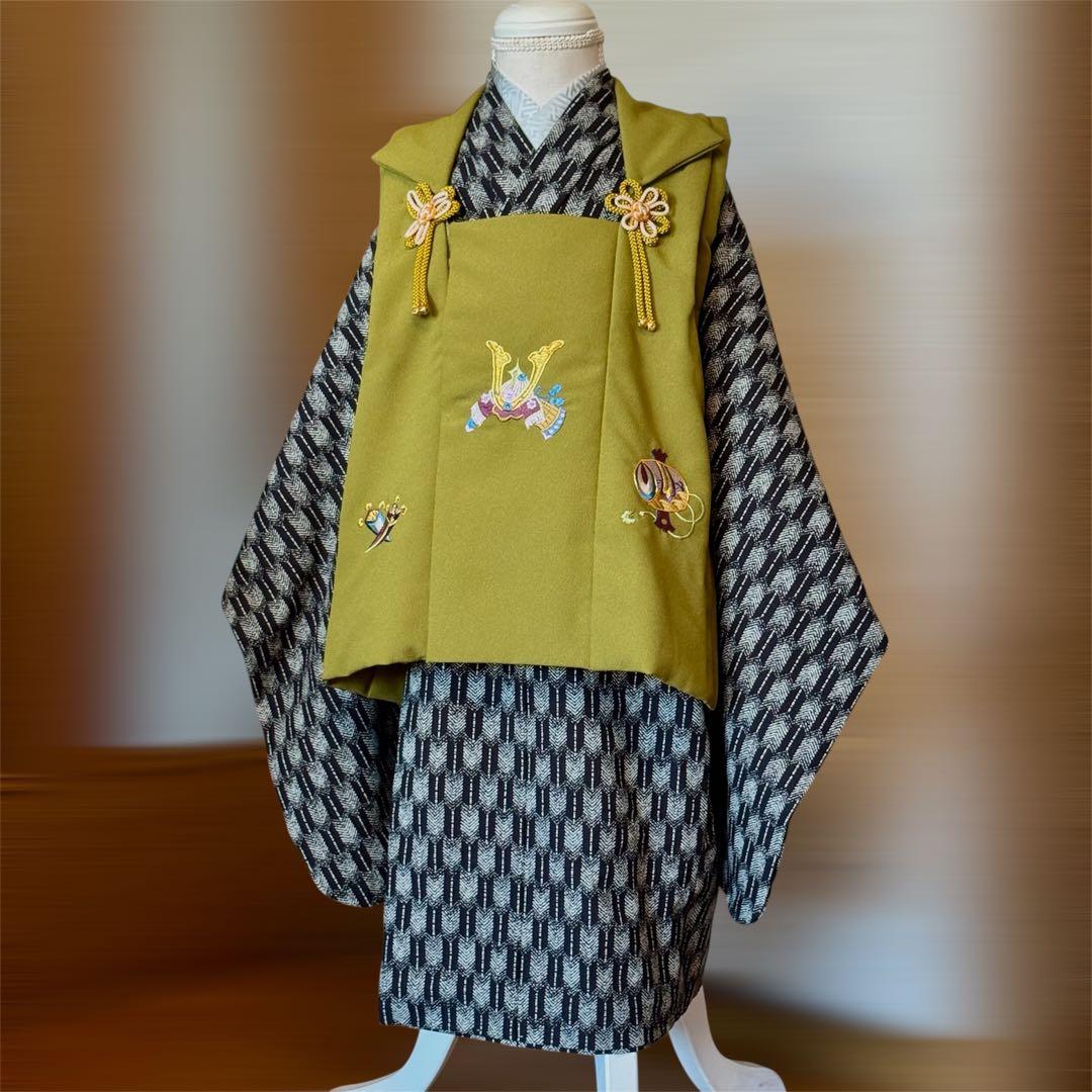 七五三 男の子 着物 被布セット 3歳 フルセット 草履 足袋 巾着 専用箱付き