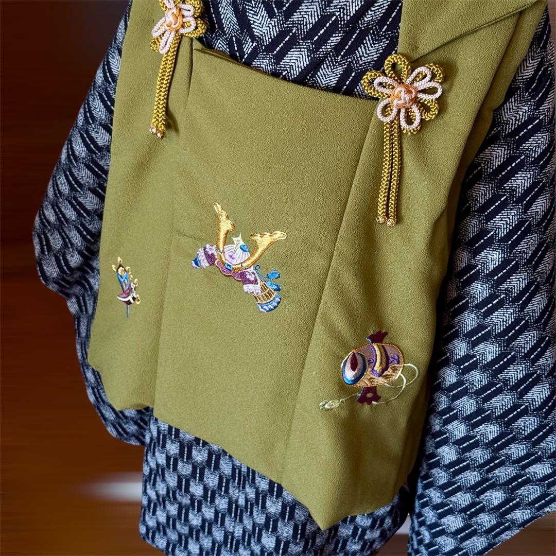 七五三 男の子 着物 被布セット 3歳 フルセット 草履 足袋 巾着 専用箱付き