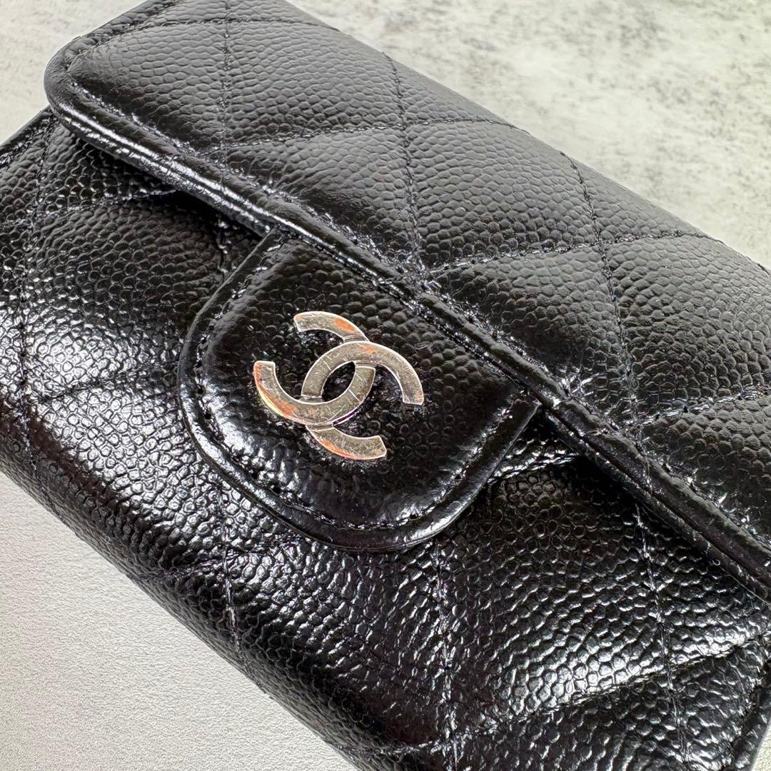 CHANEL キーケース　キャビアスキン　マトラッセ　カードケース　財布
