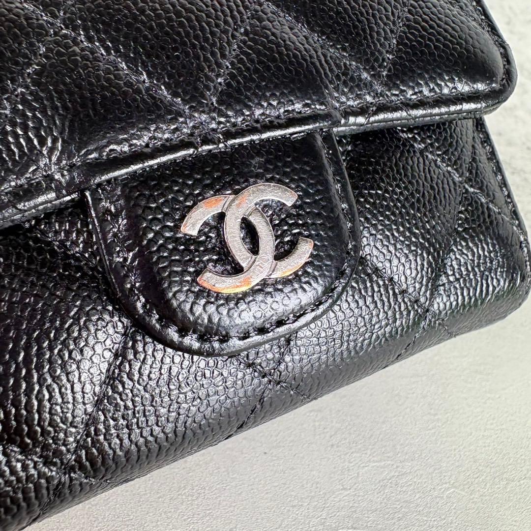 CHANEL キーケース　キャビアスキン　マトラッセ　カードケース　財布