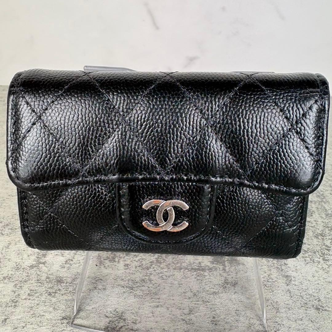 CHANEL キーケース　キャビアスキン　マトラッセ　カードケース　財布