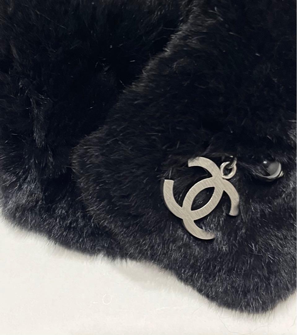 極美品☆シャネル ココマーク ファー　バングル ブレスレット ココチャーム付