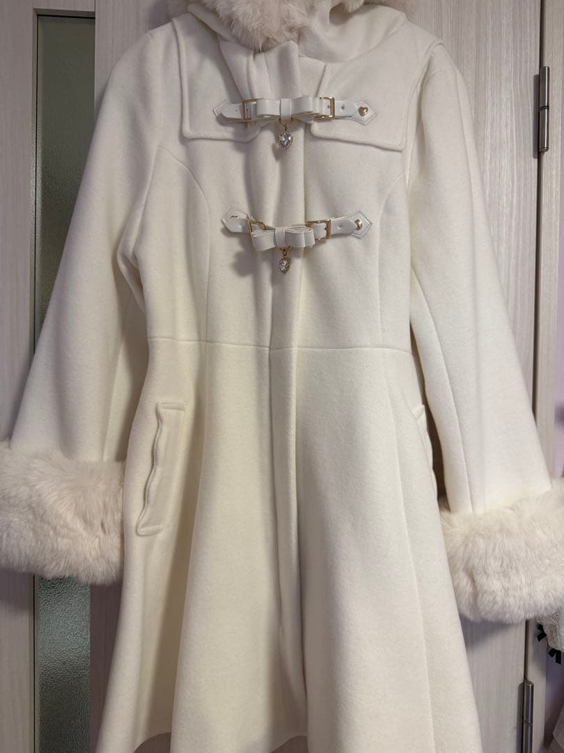 リボンベルトフードコート　ホワイト