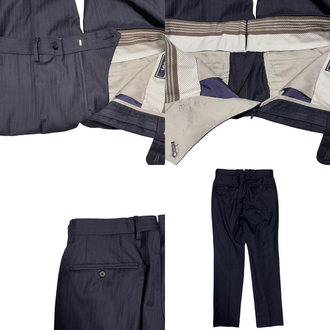 【SHIPS×Loro Piana】ビジネススーツセットアップストライプ 濃紺S