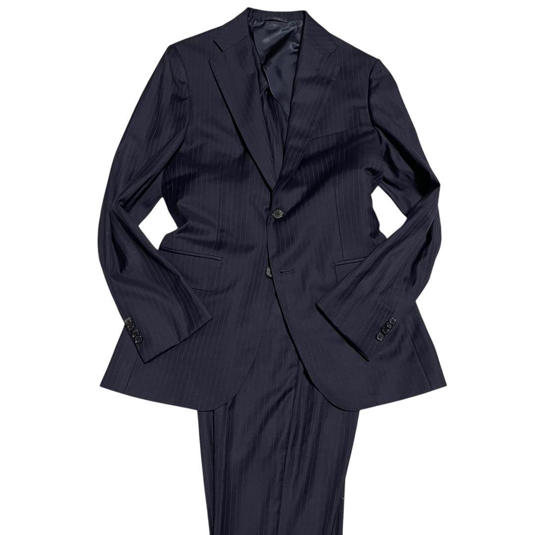 【SHIPS×Loro Piana】ビジネススーツセットアップストライプ 濃紺S