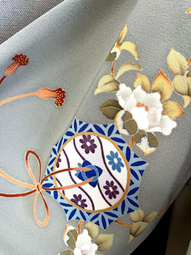 455 着物リメイクロングワンピース　付け下げ