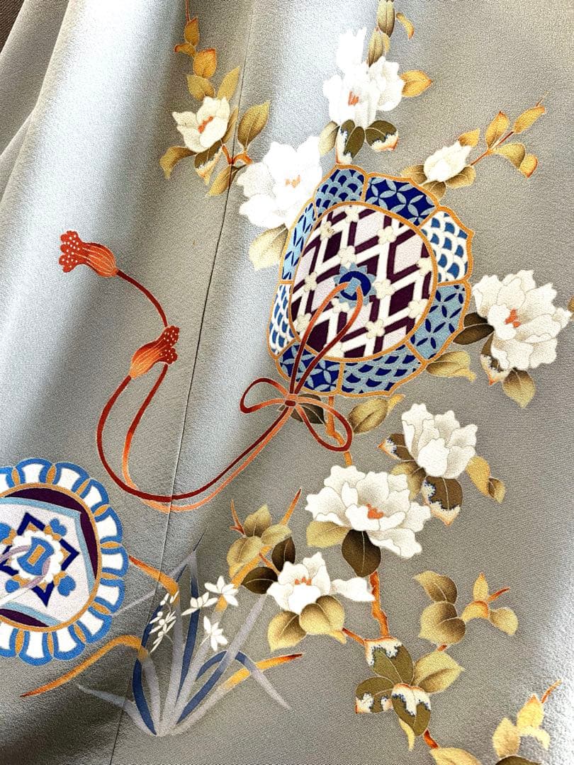 455 着物リメイクロングワンピース　付け下げ