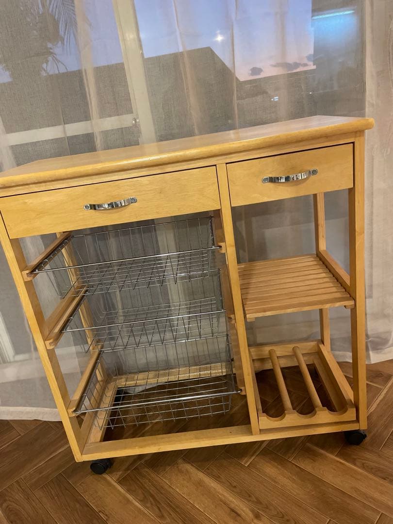 キャトルセゾン キッチンワゴン 木製 キャスター付き