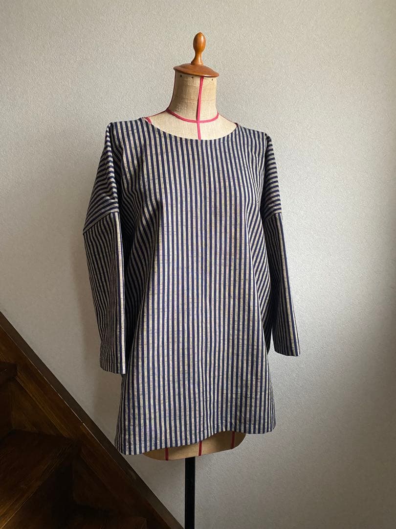 会津木綿　ハンドメイド　ブラウスNo.170