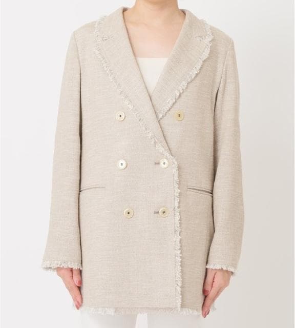 新品 ノーブル Noble スラブツイードダブルテーラードジャケット ３８