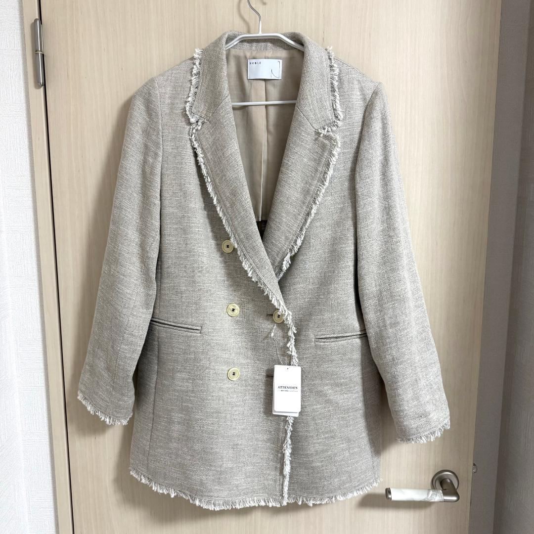 新品 ノーブル Noble スラブツイードダブルテーラードジャケット ３８