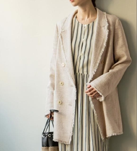 新品 ノーブル Noble スラブツイードダブルテーラードジャケット ３８