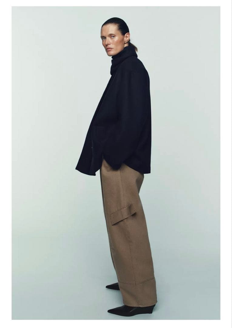 ZARA ウールショートスカーフコートM