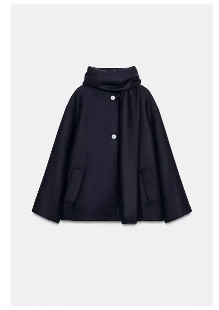 ZARA ウールショートスカーフコートM