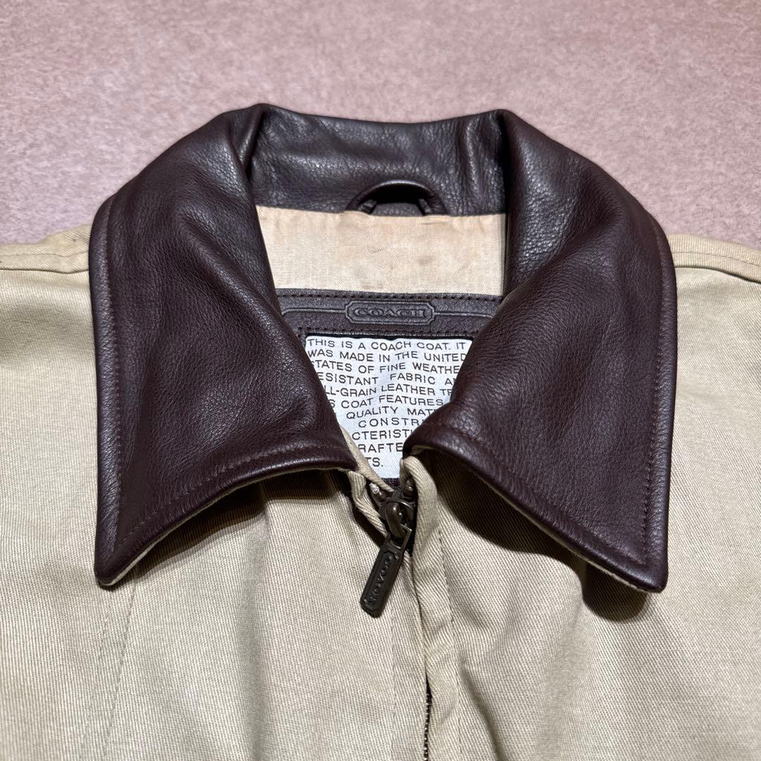 Old coach カバーオール　ジャケット　レザー　ベージュ　ビンテージ　M