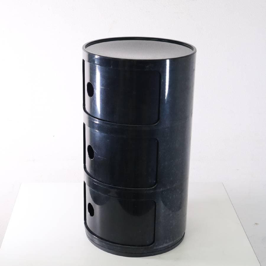 値下カルテル コンポニビリ ラウンドチェスト 3段 ブラック アンナ・カステッリ