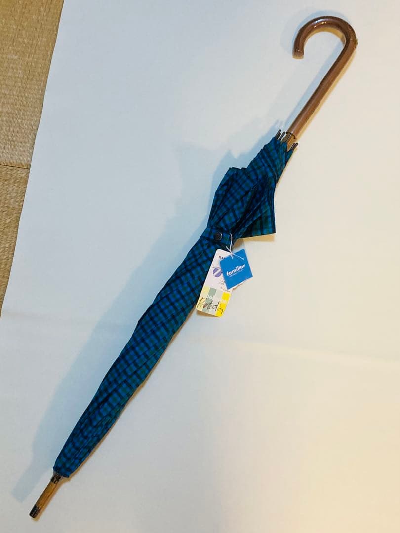 新品 55㎝ ファミリア 傘 青チェック 大人用