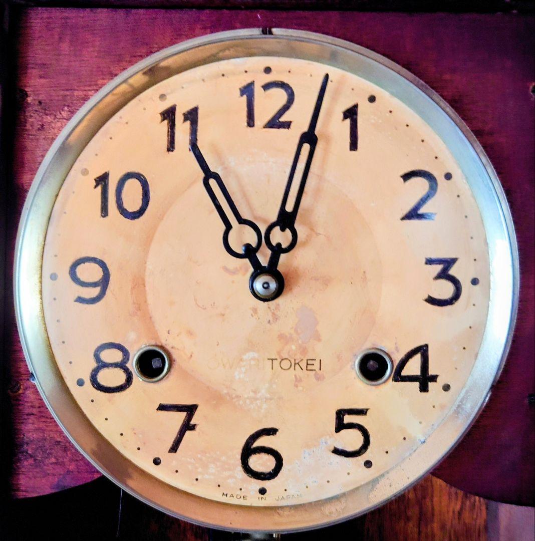 〈完動・美品〉尾張時計地球馬印　宮型ゼンマイ振り子時計 古時計　ボンボン時計