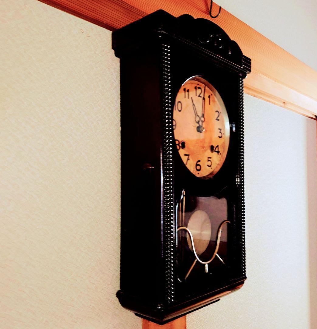 〈完動・美品〉尾張時計地球馬印　宮型ゼンマイ振り子時計 古時計　ボンボン時計