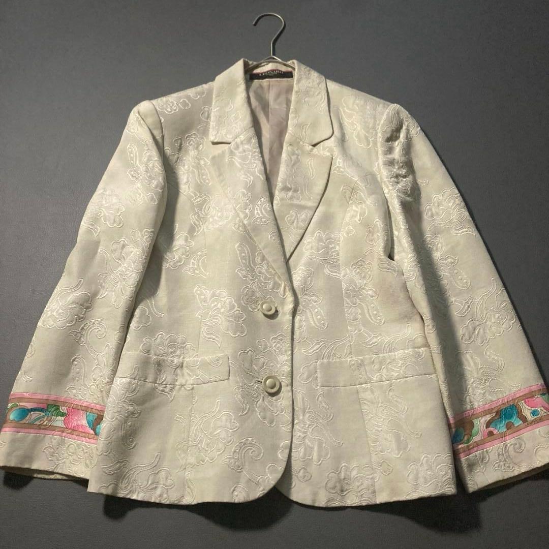 【クミコ】LEONARD　フラワージャガード 総柄 テーラードジャケット