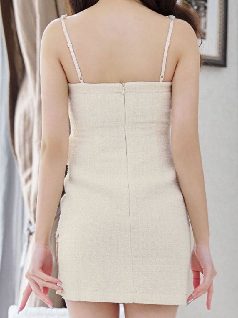 JEWELSラメリボンキャミソールドレス白