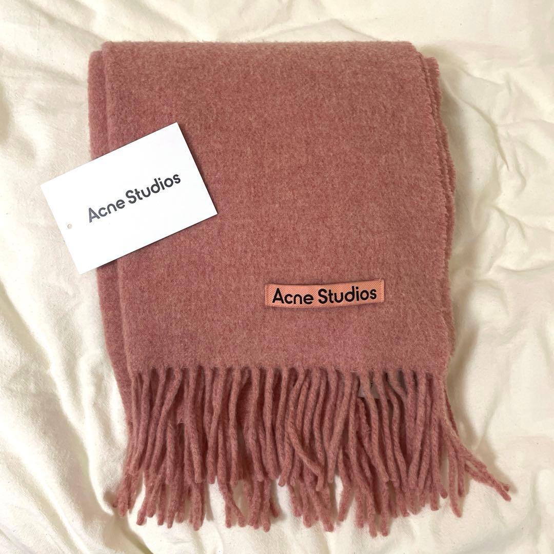 Acne Studios フリンジ マフラー ローズメランジ ピンク