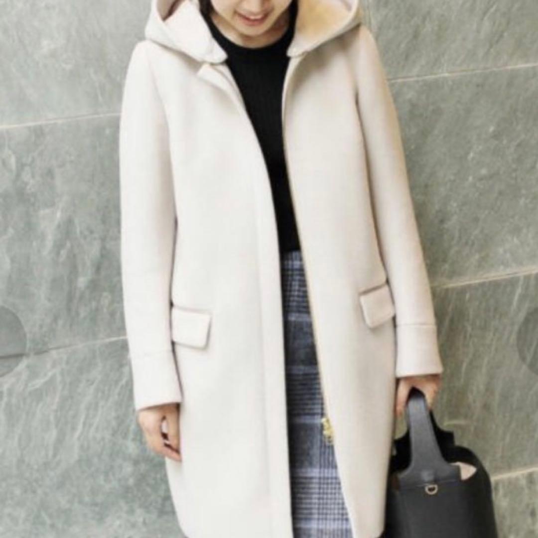 イエナ 二重織りシャルムフードコクーンコート 36 アイボリー系 DMW