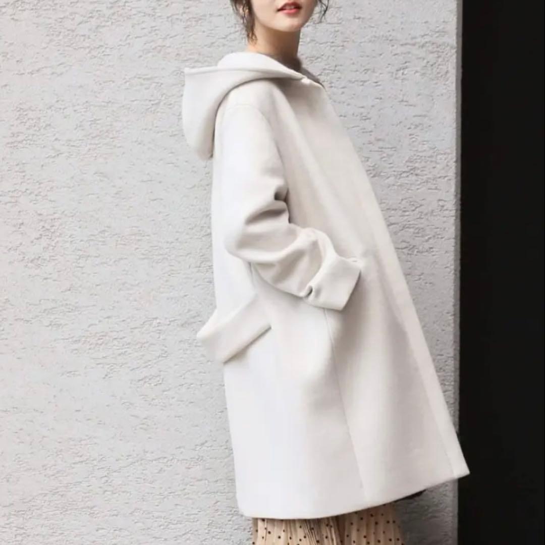 イエナ 二重織りシャルムフードコクーンコート 36 アイボリー系 DMW