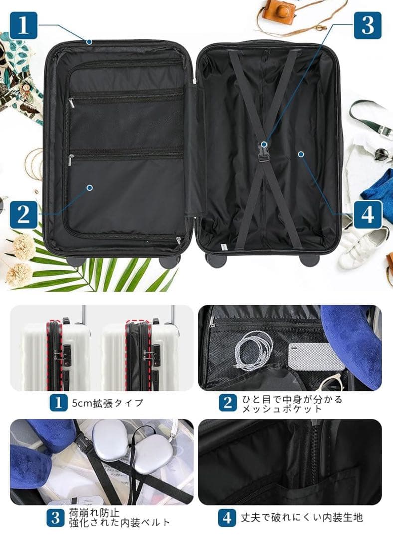 スーツケース XL 115L キャリーケース 大容量 旅行 拡張機能付 グリーン