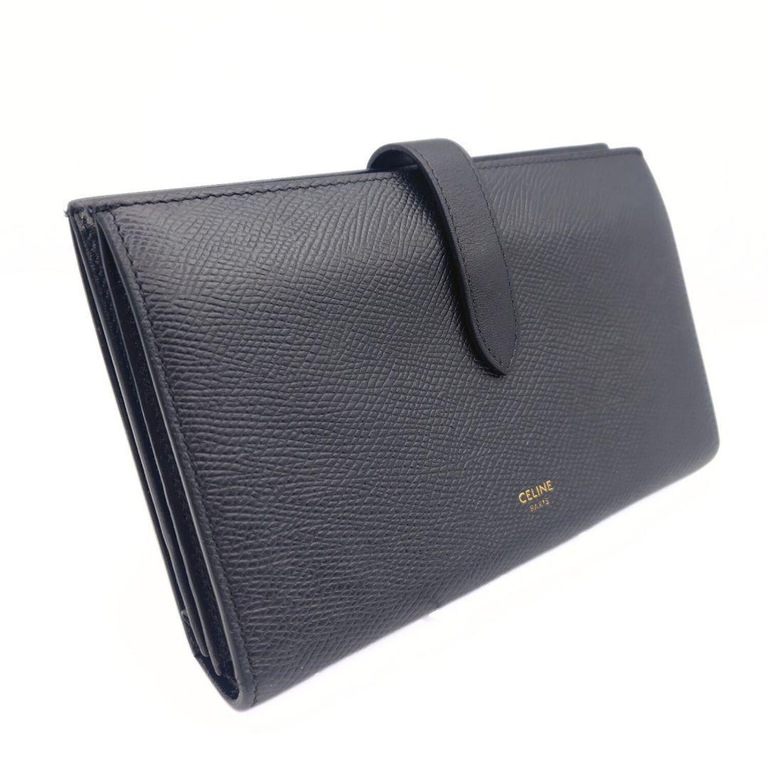 セリーヌ 二つ折り財布 ラージ ストラップ レザー ラージマルチファンクション