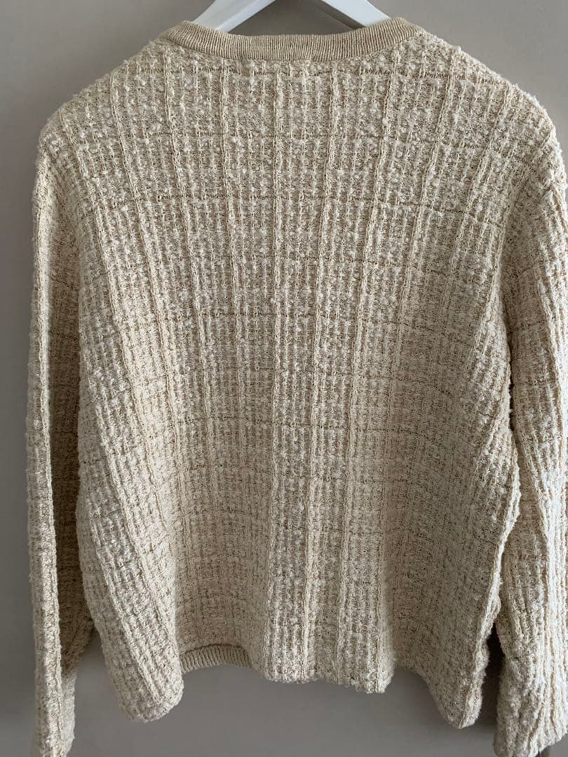 北欧暮らしの道具店　ツイード柄のニットジャケット　アイボリー