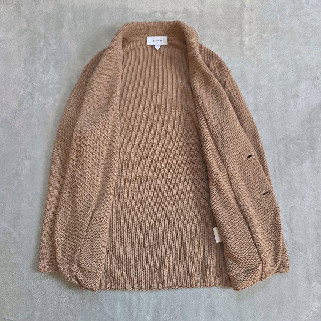 極美品 LARDINI ニットジャケット 近年モデル ベージュ ミラノリブ 現行