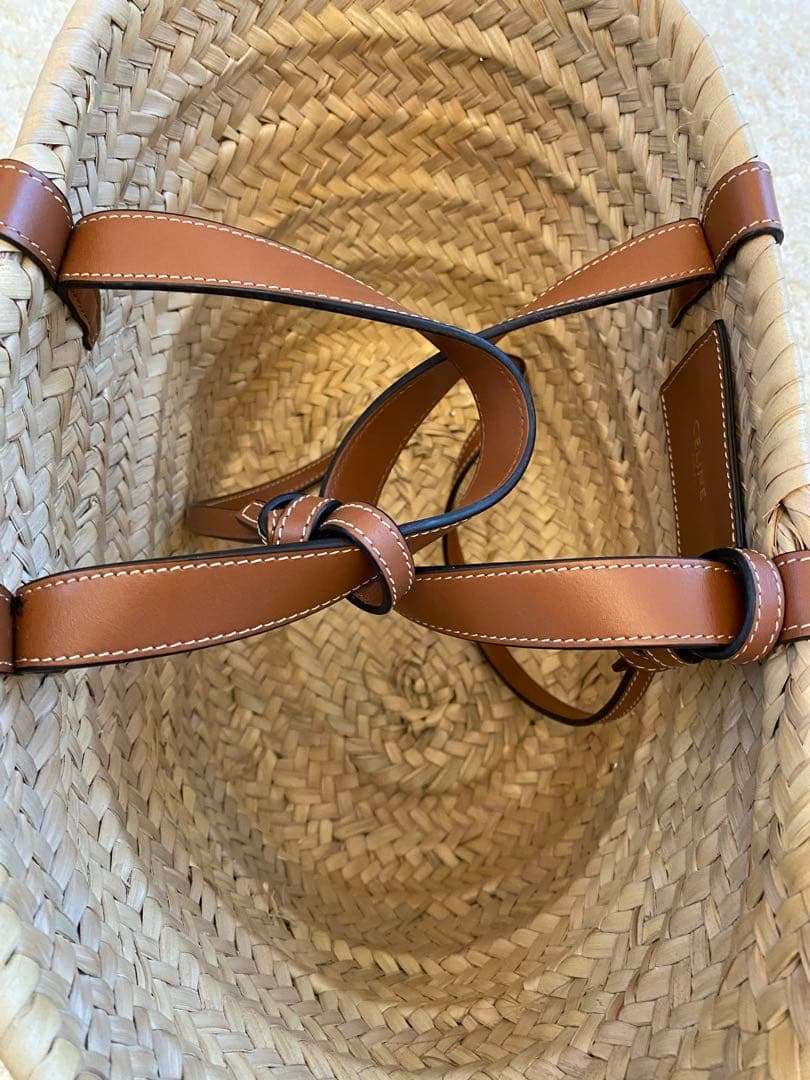 CELINE かごバッグ クラシックパニエ　ラフィアカーフスキン　保存袋付