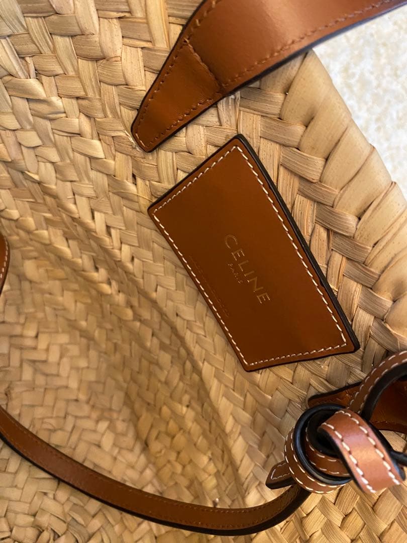 CELINE かごバッグ クラシックパニエ　ラフィアカーフスキン　保存袋付