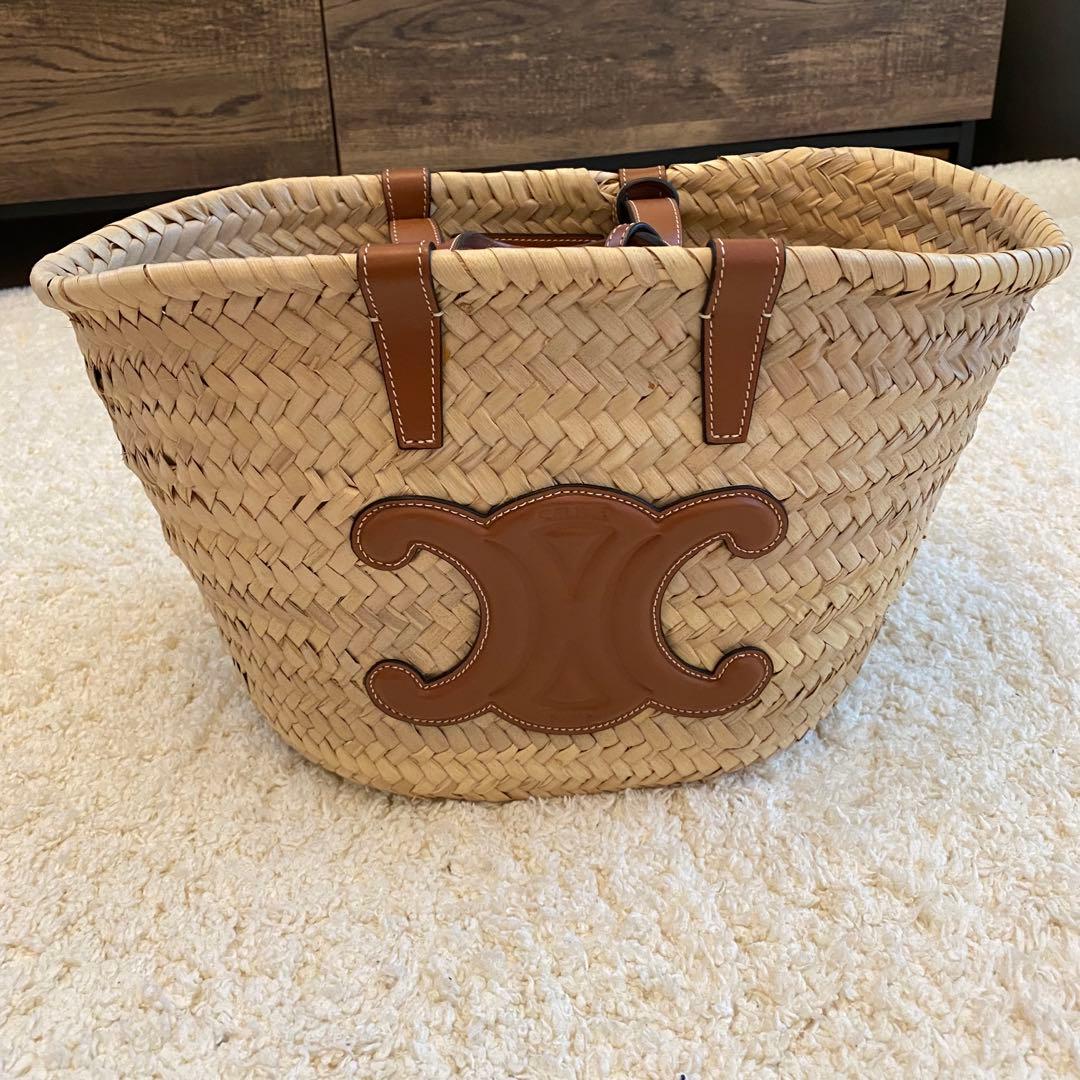 CELINE かごバッグ クラシックパニエ　ラフィアカーフスキン　保存袋付