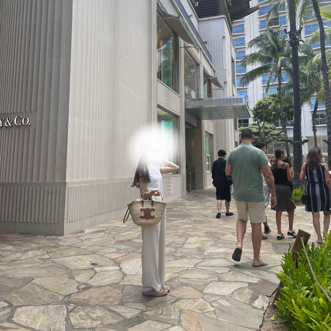 CELINE かごバッグ クラシックパニエ　ラフィアカーフスキン　保存袋付