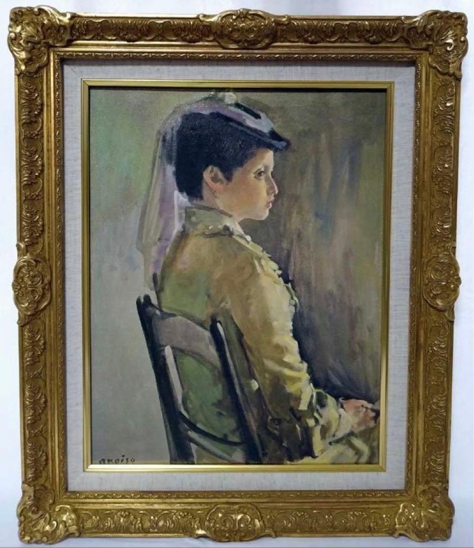 ⭕*️様 最終値下げ/小磯良平『帽子の女』油彩画 (人物画) 複製画 / F3号