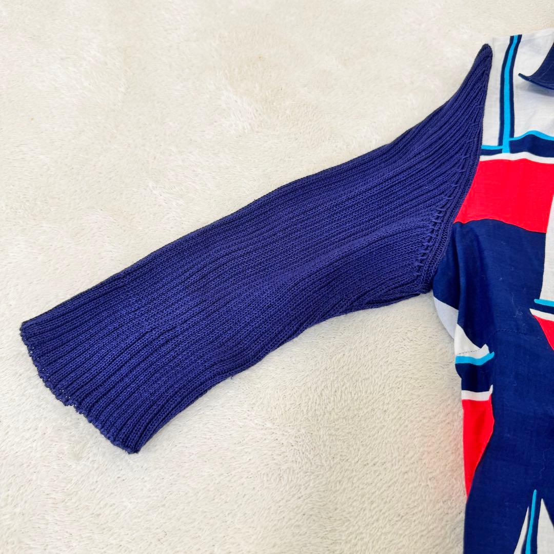 HERMES エルメス　ニット　コットン　ポロシャツ　ネイビー　サイズ38